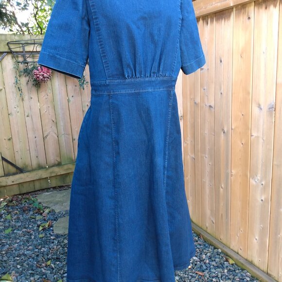 Handmade Denim Dress 40"B 34"W Blue Jean Stretch Amish Mennonite Cape Modest - Picture 13 of 13